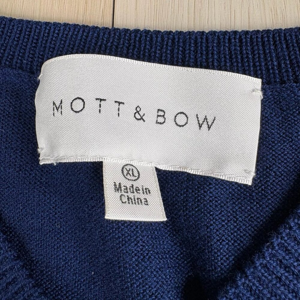 Mott & Bow Mens Blue V-Neck Merino Wool Stretch Long Sleeve Sweater Size XL - Picture 6 of 9